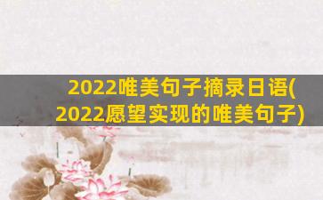 2022唯美句子摘录日语(2022愿望实现的唯美句子)