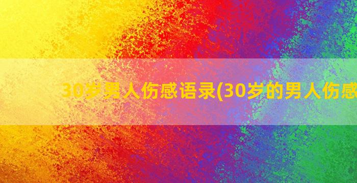 30岁男人伤感语录(30岁的男人伤感语录)