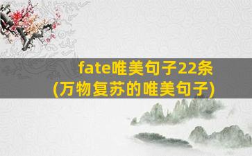 fate唯美句子22条(万物复苏的唯美句子)