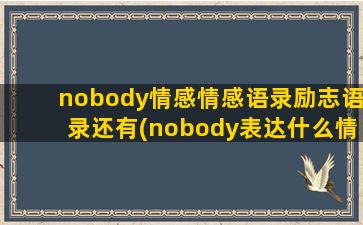 nobody情感情感语录励志语录还有(nobody表达什么情感)