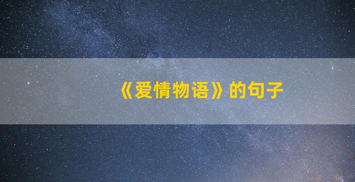 《爱情物语》的句子