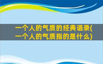 一个人的气质的经典语录(一个人的气质指的是什么)