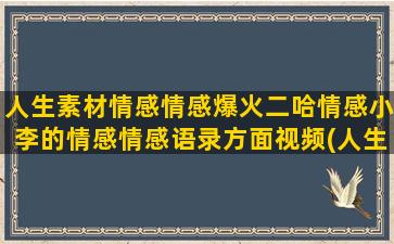 人生素材情感情感爆火二哈情感小李的情感情感语录方面视频(人生情感语录文案素材)