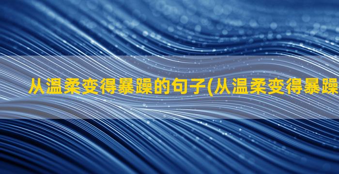 从温柔变得暴躁的句子(从温柔变得暴躁的微信名)