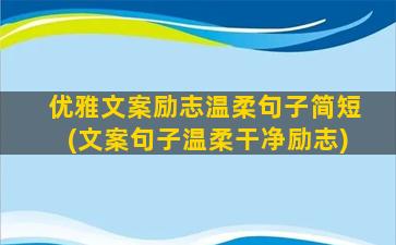 优雅文案励志温柔句子简短(文案句子温柔干净励志)