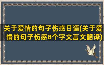 关于爱情的句子伤感日语(关于爱情的句子伤感8个字文言文翻译)