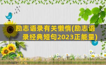 励志语录有关懒惰(励志语录经典短句2023正能量)