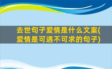 去世句子爱情是什么文案(爱情是可遇不可求的句子)