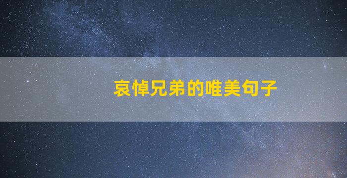 哀悼兄弟的唯美句子