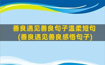 善良遇见善良句子温柔短句(善良遇见善良感悟句子)