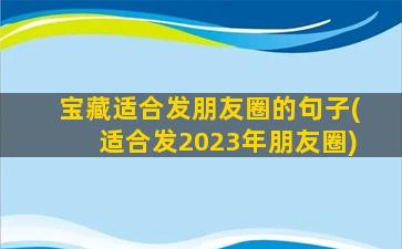 宝藏适合发朋友圈的句子(适合发2023年朋友圈)