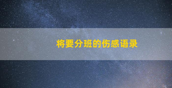 将要分班的伤感语录