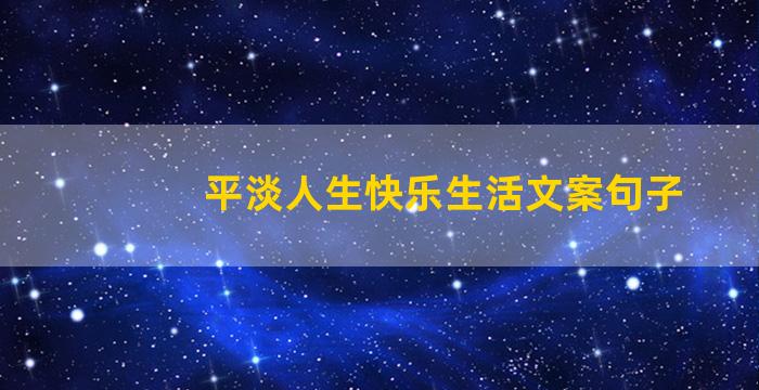 平淡人生快乐生活文案句子