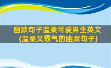 幽默句子温柔可爱男生英文(温柔又霸气的幽默句子)