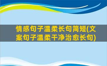 情感句子温柔长句简短(文案句子温柔干净治愈长句)