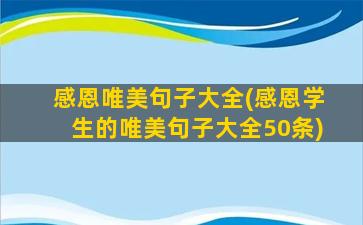 感恩唯美句子大全(感恩学生的唯美句子大全50条)