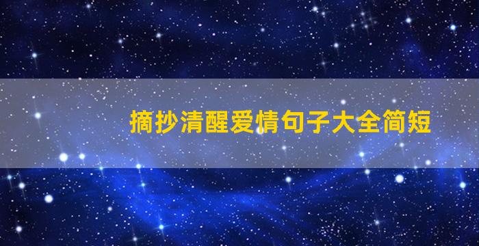 摘抄清醒爱情句子大全简短