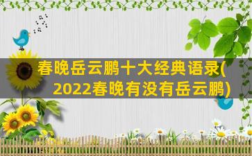 春晚岳云鹏十大经典语录(2022春晚有没有岳云鹏)