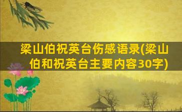 梁山伯祝英台伤感语录(梁山伯和祝英台主要内容30字)