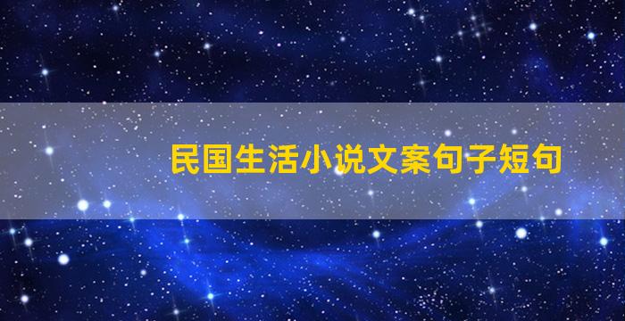 民国生活小说文案句子短句