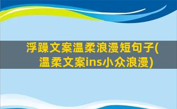 浮躁文案温柔浪漫短句子(温柔文案ins小众浪漫)