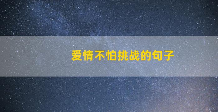 爱情不怕挑战的句子