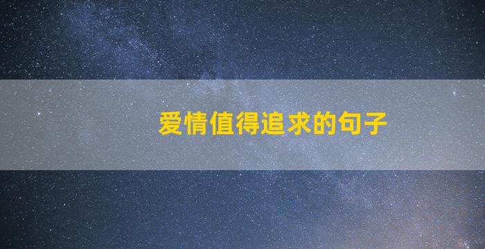 爱情值得追求的句子