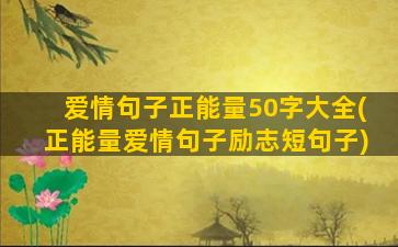 爱情句子正能量50字大全(正能量爱情句子励志短句子)