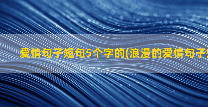 爱情句子短句5个字的(浪漫的爱情句子短句唯美)