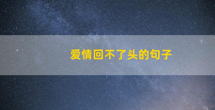 爱情回不了头的句子