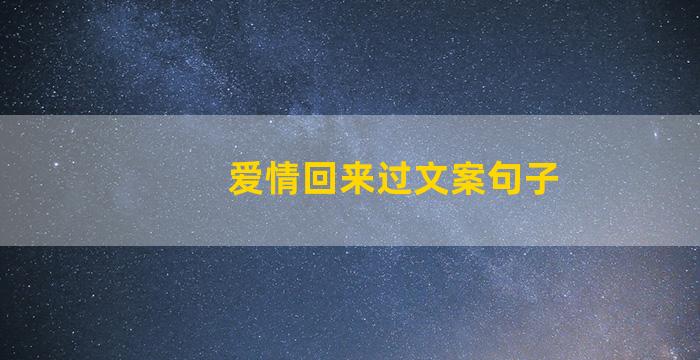 爱情回来过文案句子