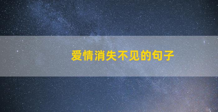 爱情消失不见的句子