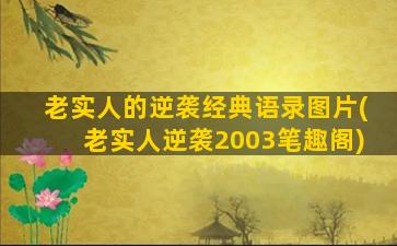 老实人的逆袭经典语录图片(老实人逆袭2003笔趣阁)