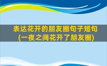 表达花开的朋友圈句子短句(一夜之间花开了朋友圈)