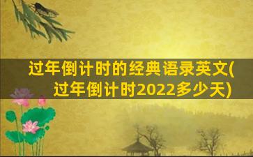 过年倒计时的经典语录英文(过年倒计时2022多少天)